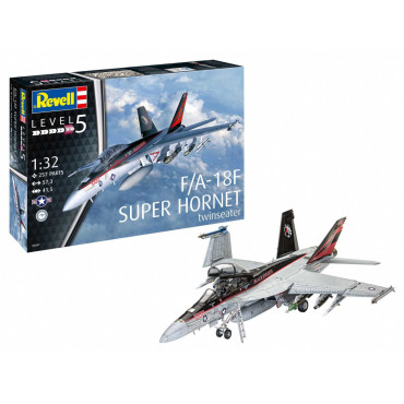 KIT PARA MONTAR REVELL AVIÃO F/A-18F SUPER HORNET TWINSEATER 1/32 257 PEÇAS REV 03847